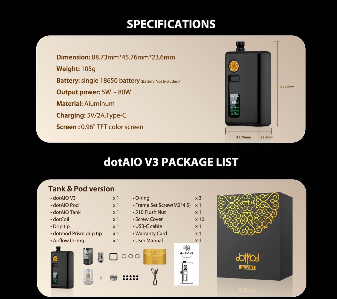 原廠正品 DOTMOD DotAIO V3 佩特里 電子 小煙 大煙主機套裝